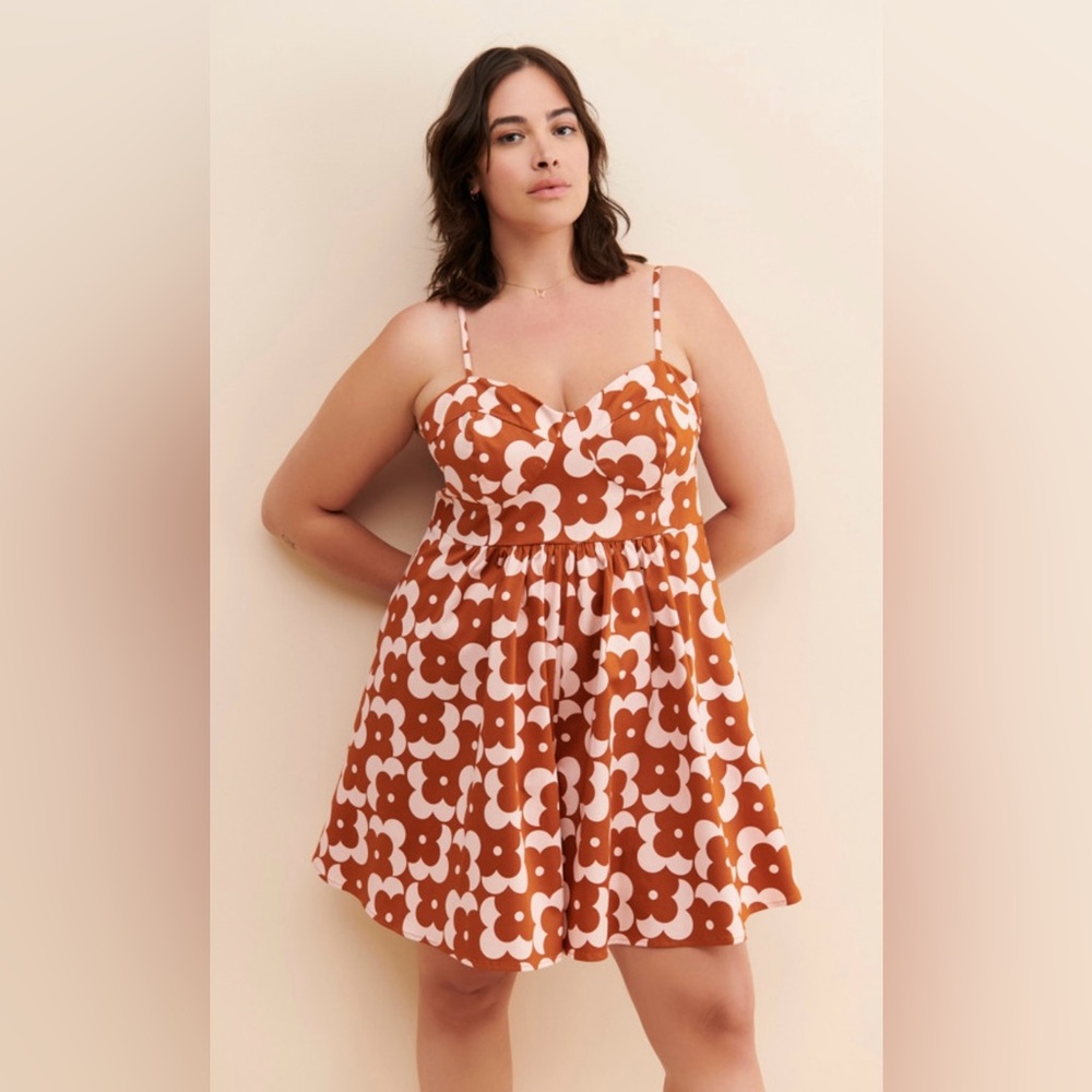 Hutch from Anthropologie Brown and Pink Floral Romper Size 14